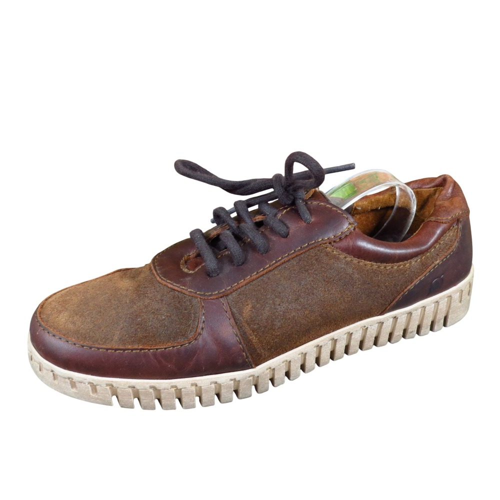Born Bega Womens Sneaker Size 8 Walking Shoe Brown Leather Suede Mixed Media